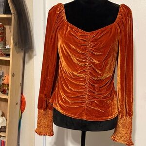 Velvet Ruched Orange Top